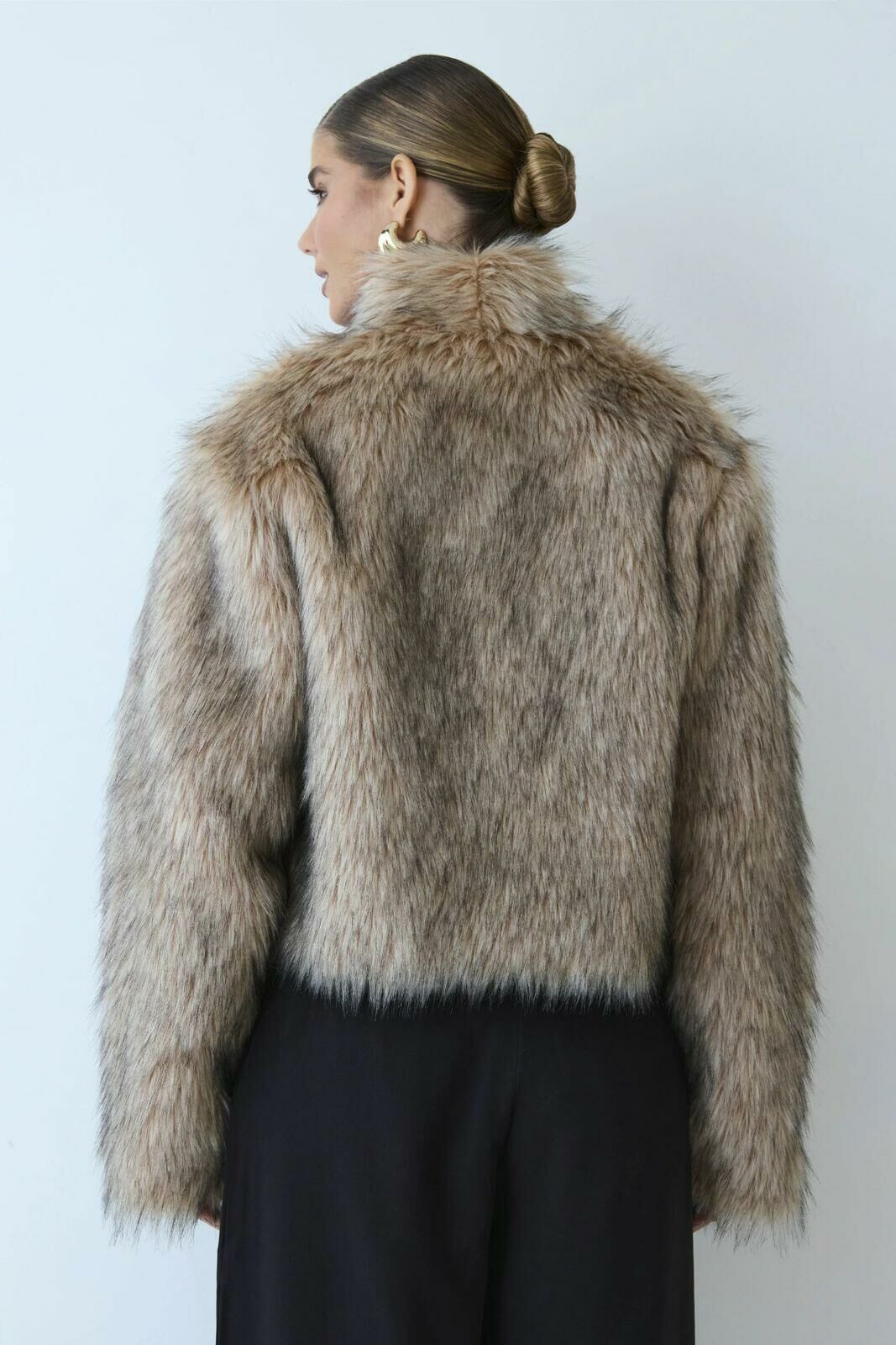 Imagem de Casaco Curto de Pelo Rajado Kaki Zen